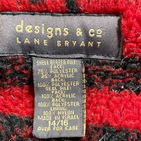 Lane Bryant Sherpa Fleece Zip Up Heavyweight Winter Teddy Jacket Red 14/16 - Picture 13 of 14